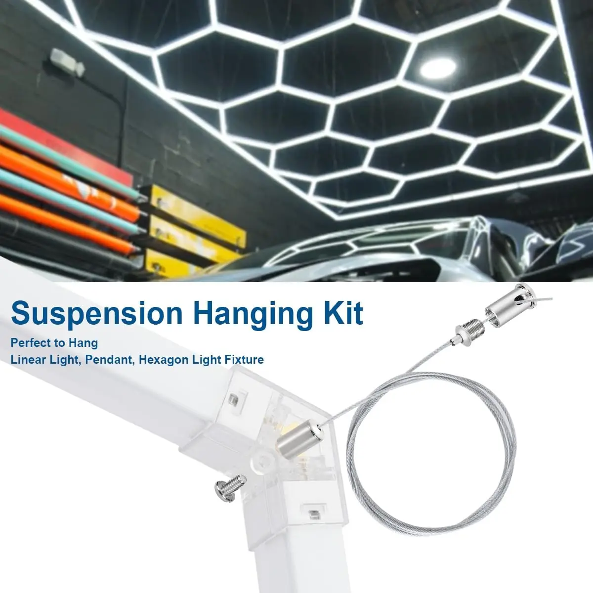 طقم نظام تعليق تركيبات الإضاءة السداسية، طقم كابل سلك معلق للسقف، كابلات تعليق ضوء حوض السمك 3.3/6.6 قدم مختومة