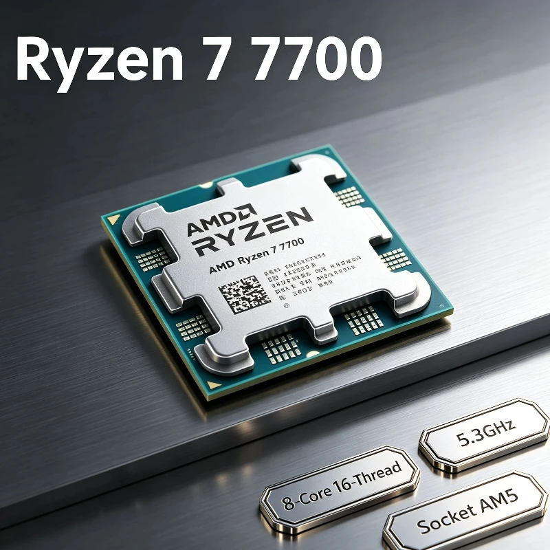 AMD Ryzen 7 7700 Desktop Processor Socket AM5 8 Core 16 Thread 5.3GHz Gaming CPU Without Cooler
