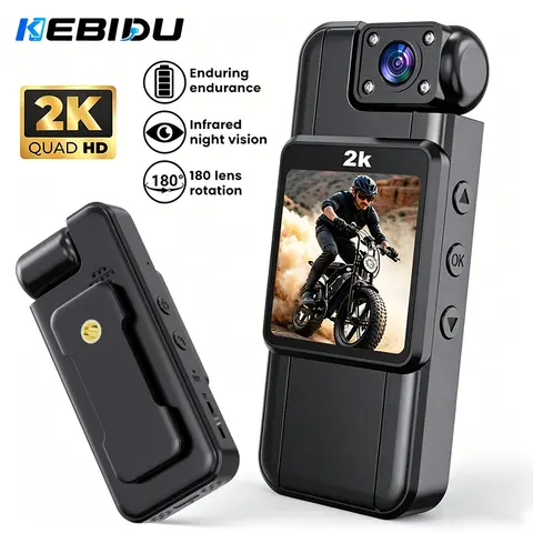 KEBIDU 2K Ultra HD BodyCam 180° Rotatable Lens Pocket Sports DV Mini Camcorder Bicycle Motorcycle Driving Loop Recording Camera