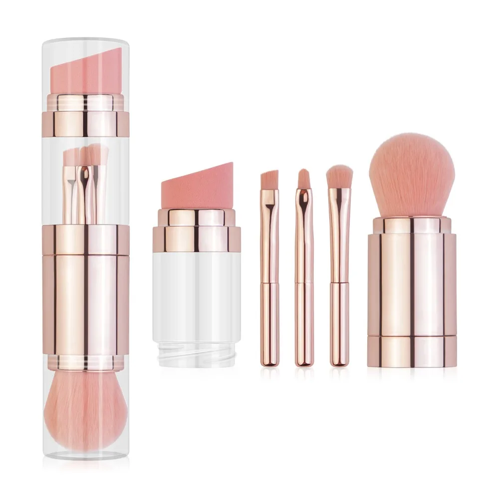 Beauté épissage 5 en 1 pinceau de maquillage anti-poussière multifonctionnel brillant à lèvres brosse poignée confortable crayon à lèvres correcteur brosse femmes