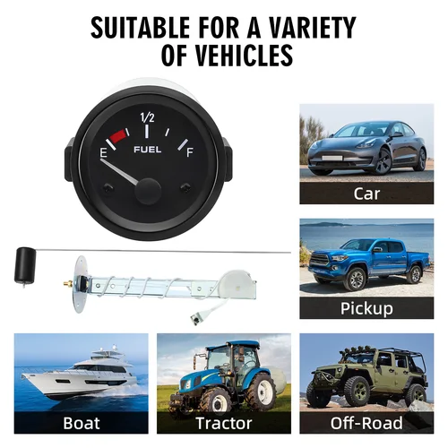 Imagen 2 del producto Medidor de nivel de combustible Universal de 2 ""y 52MM + Sensor de nivel de combustible de 240-33ohm Panel de instrumentos Digital LED automotriz medidor de camión de coche de 12v