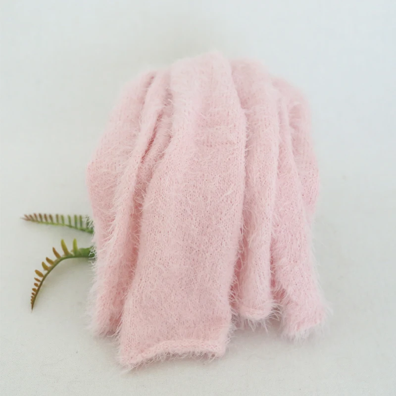 Newborn Knit Stretch Fluffy Wrap Baby Fuzzy Wrap Infant Photography Props Soft Fabric Layer Blanket Photo Shoot