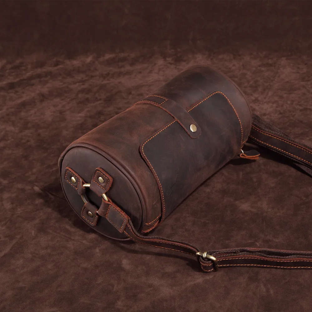 AETOO Foreign Trade Crazy Horse Leather Men\'s Bag First Layer Leather Postman Drum Bag European and American Leather Retro Sho