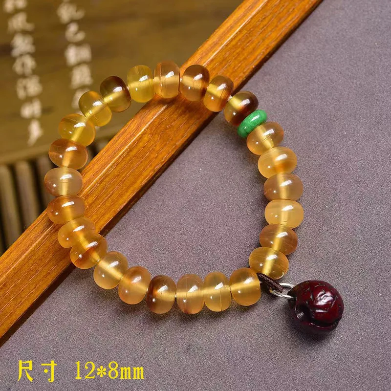 Gold Nail Plate Bead Bracelet Single Circle Tibetan Style Buddhist Beads Fengyan Clip Backflow Bone Accessories Mountain