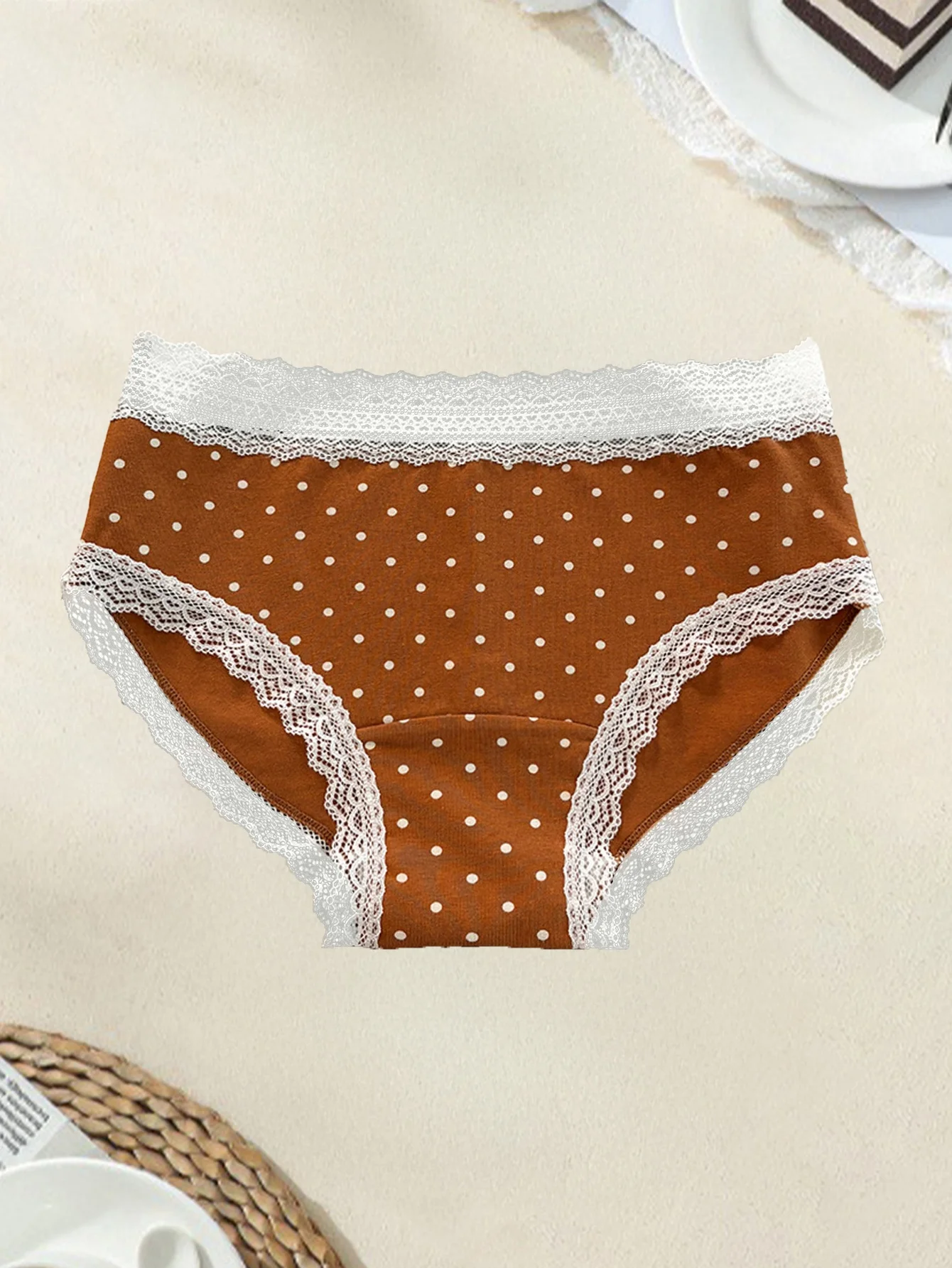 5 قطع سراويل داخلية نسائية بطبعة زهور ملابس داخلية من الدانتيل بتصميم عتيق ملابس داخلية رياضية غير رسمية منتصف الخصر سراويل نسائية مريحة وناعمة