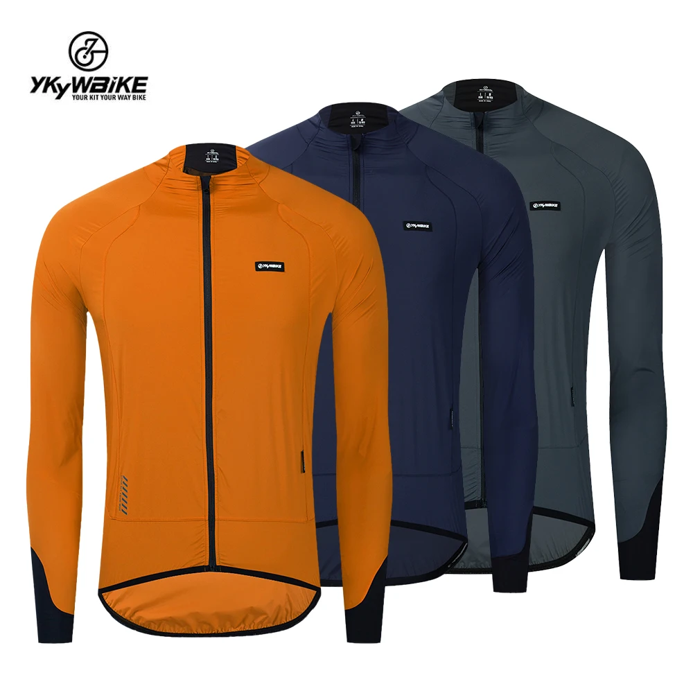 YKYW Male Cycling Jacket Long Sleeve Breathable Bicycle Jersey Lightweight Packable Windproof Coat Riding Bike Jacket Clothing