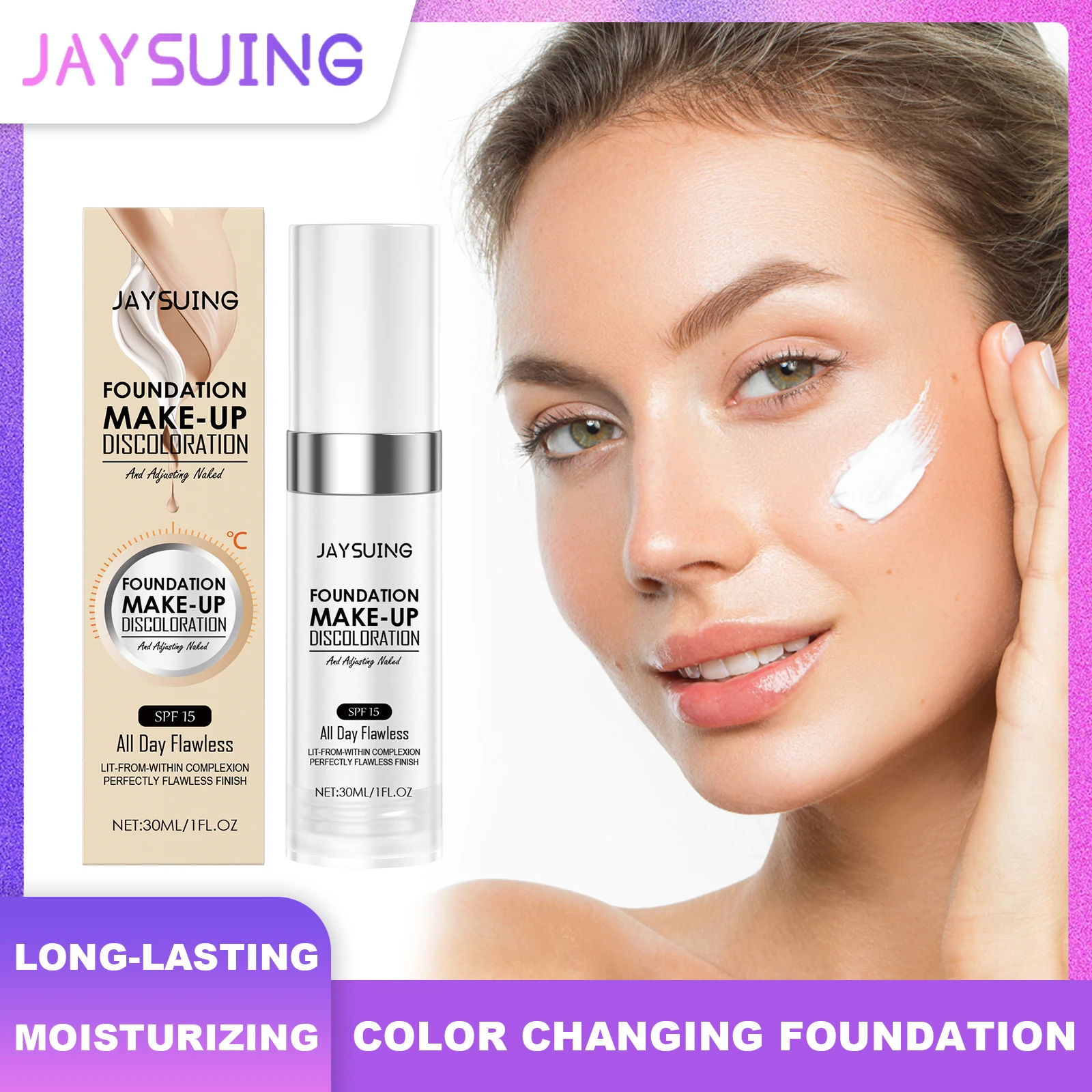 Jaysuing fond de teint maquillage décoloration longue durée hydratant nourrissant visage soins de la peau contrôle de l'huile tous les tons de peau