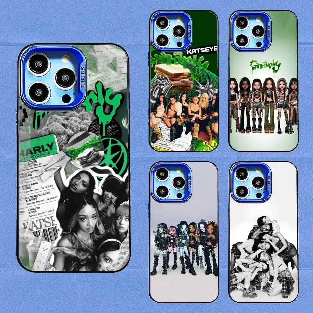 

KATSEYE Gnarly Phone Case For iPhone 16,15,14,13,12,11,8,7,Pro,Max,Plus,Mini,XS,SE Blue Candy Matte Shockproof Green Cover