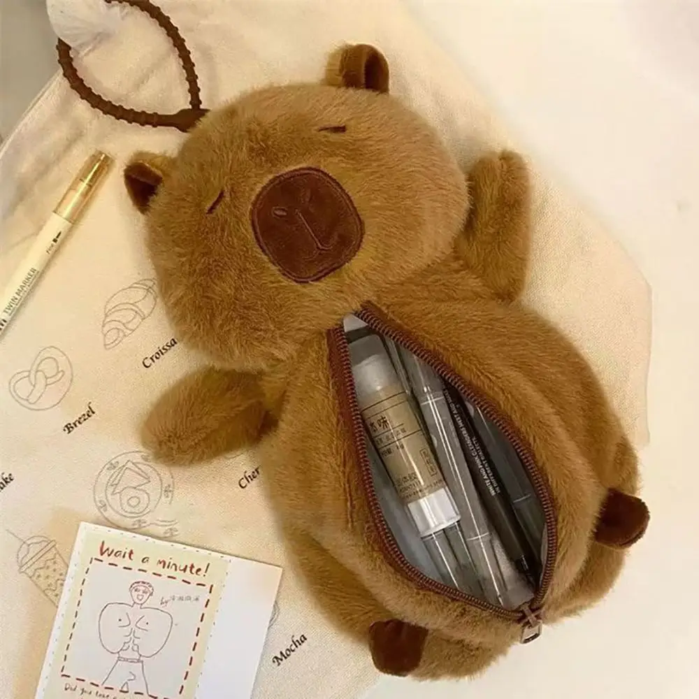 High Quality Plush Pen Bag Large Capacity Capybara Toy Pencil Case Multifunctional Pen Box Student