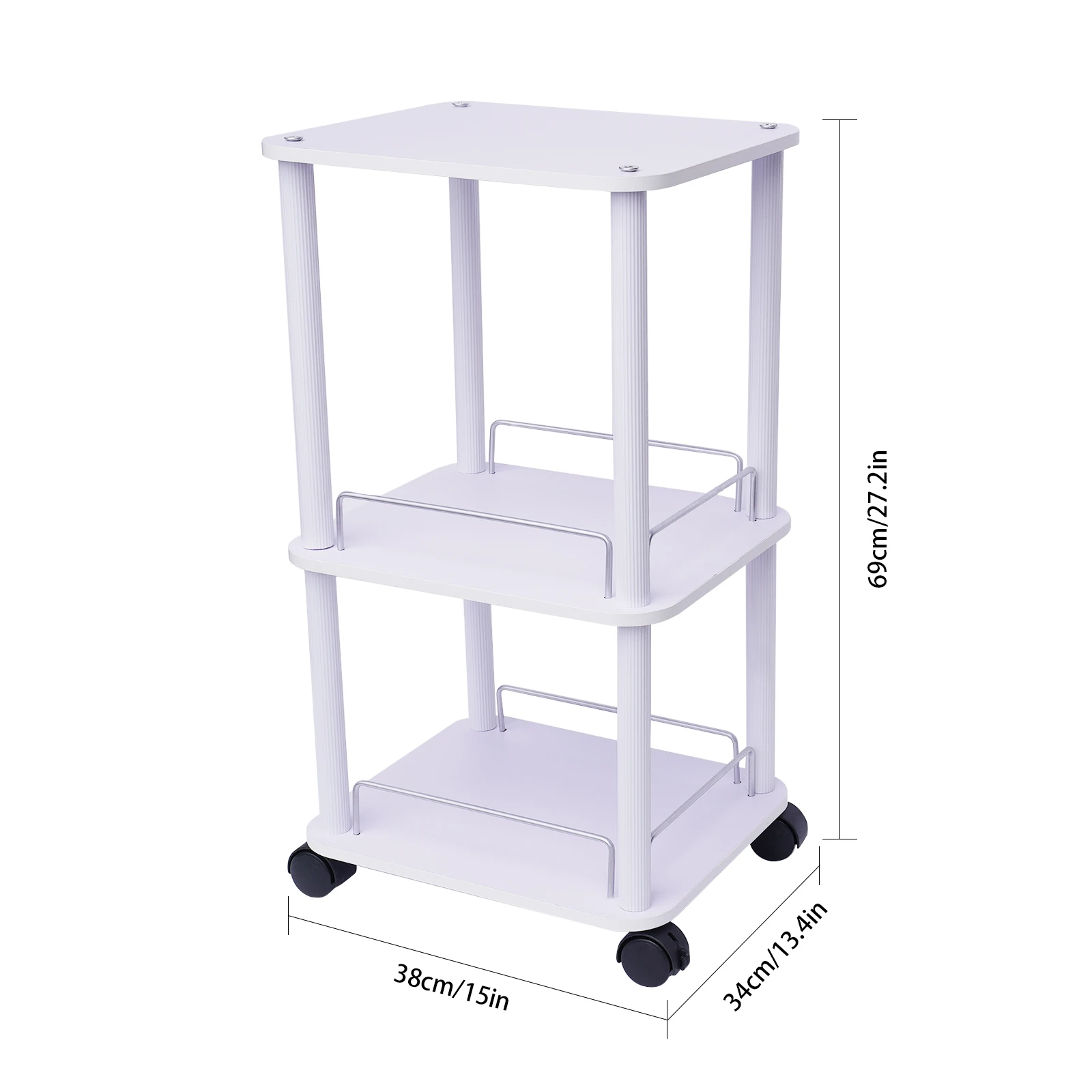 Beauty Salon Trolley Esthetician SPA Equipment Storage Stand Trolley Cart 360 Flexible Movement and Easy Fixing for Hospitals