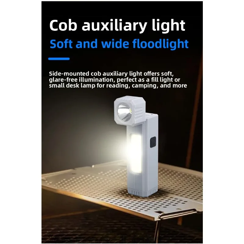 Lampe frontale COB d'extérieur : lampe de travail magnétique super lumineuse, longue durée pour le camping/réparation, lampe de poche multifonctionnelle détachable