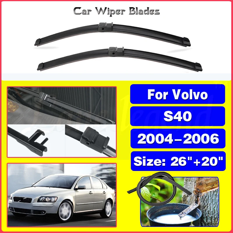 

Car Front Wiper Blades For Volvo S40 2004 2005 2006 Windshield Windscreen Front Window Blades 26"+20" Car Accessories