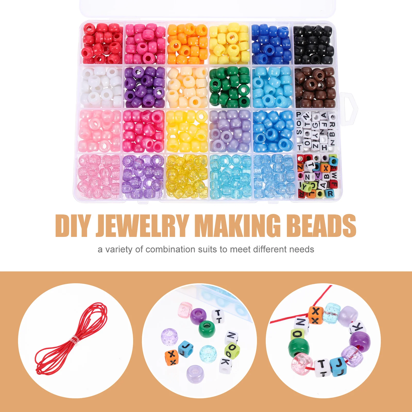 

1 set 1 Set Acrylic Kit Diy Jewelry Making Loose Beads For Bracelet Necklace Pendant Decor Craft Supplies Plastic Letter Beads