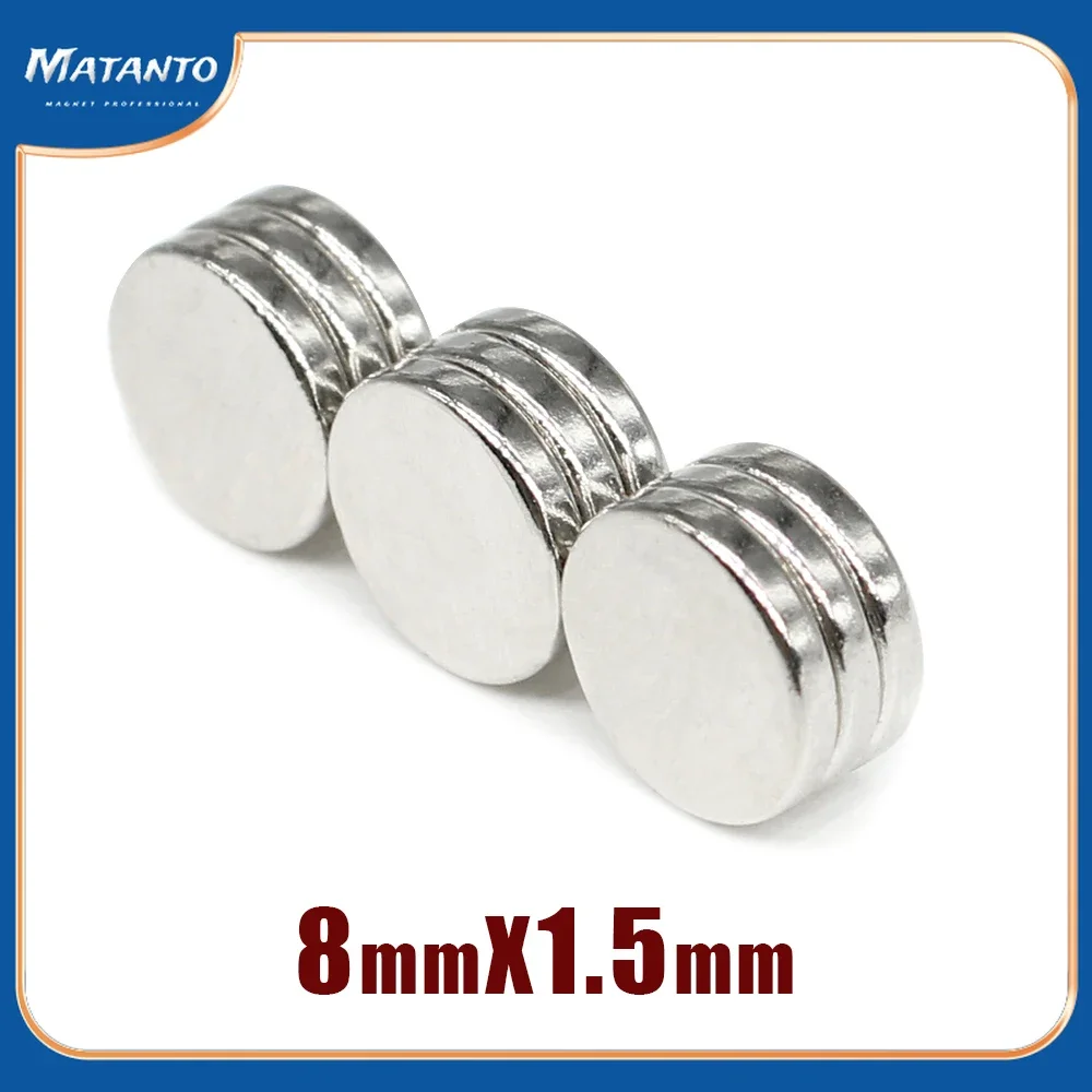 20/50/100/200/300/500PCS 8x1.5 Round Magnets   8x1.5 Strong Powerful Magnetic for Fridge,DIY,Building,Scientific,Craft,Education