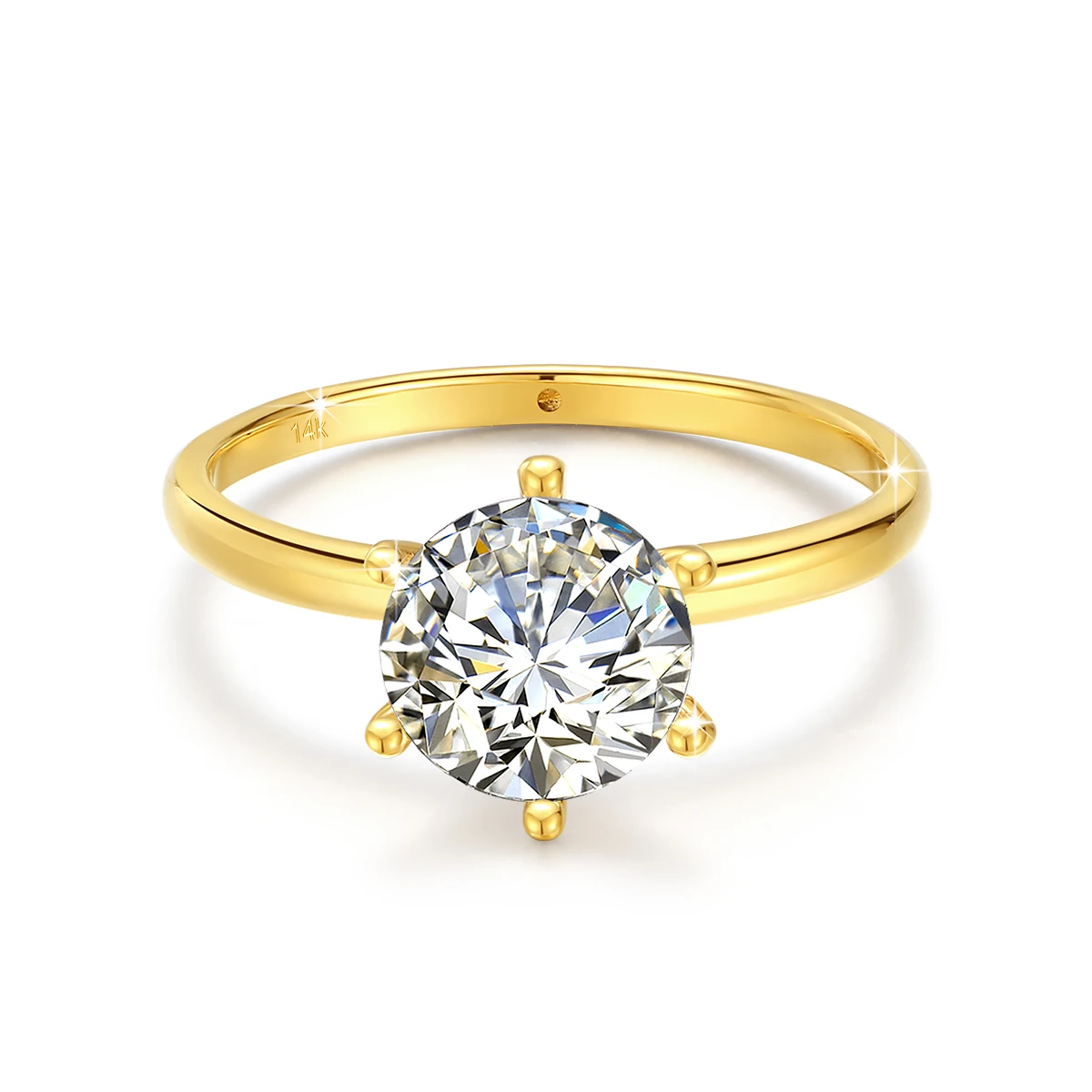 خواتم مويسانيتي ذهبية عيار 14 قيراط إكسسوارات رائعة كلاسيكية بستة شقوق مناسبة للنساء ملابس يومية لحفلات الزفاف والحفلات #4