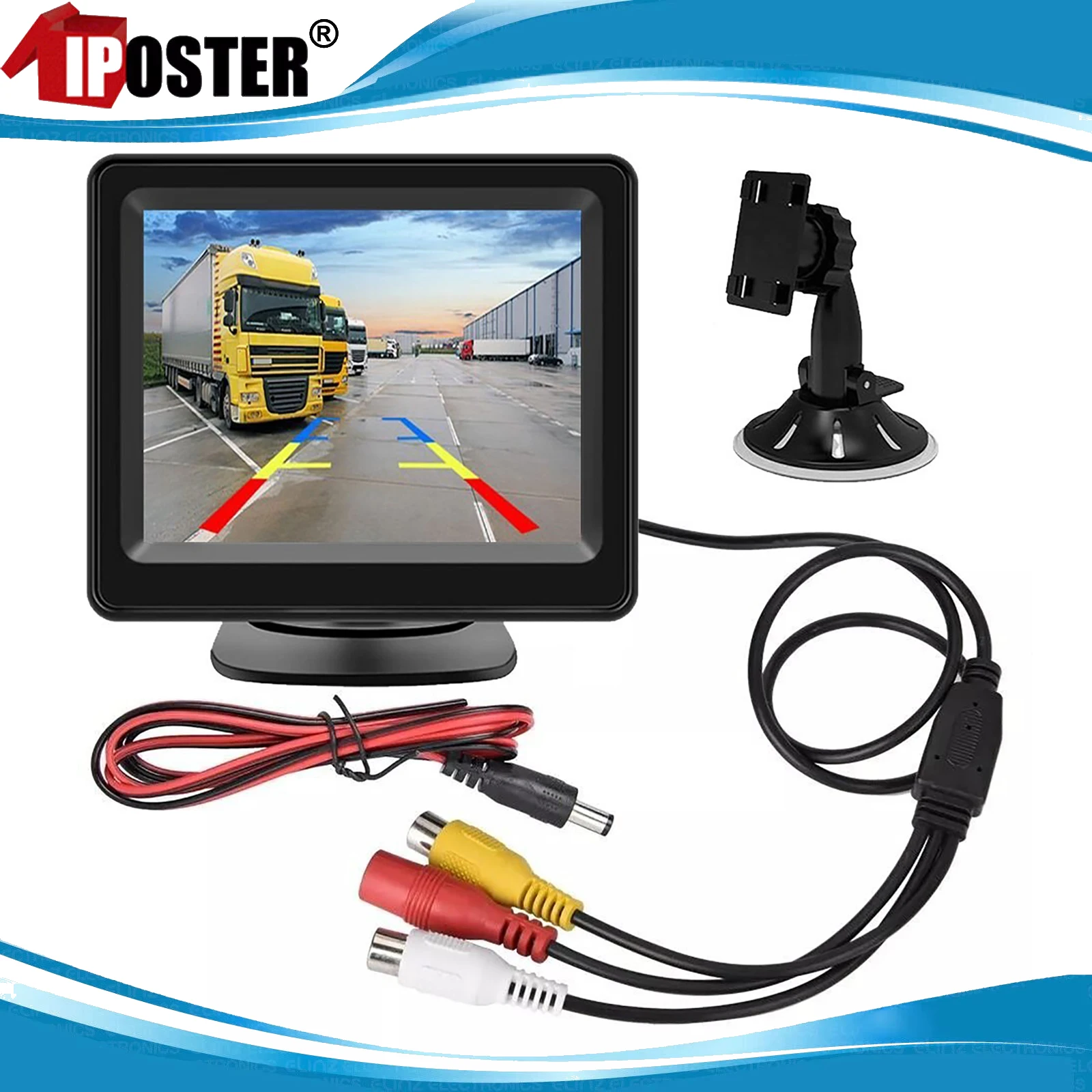 

iPoster 3.5 Inch TFT LCD Screen Car Monitor With Dual Mounts 12-24v For Rear View Car SUV Rv Van Color Camera