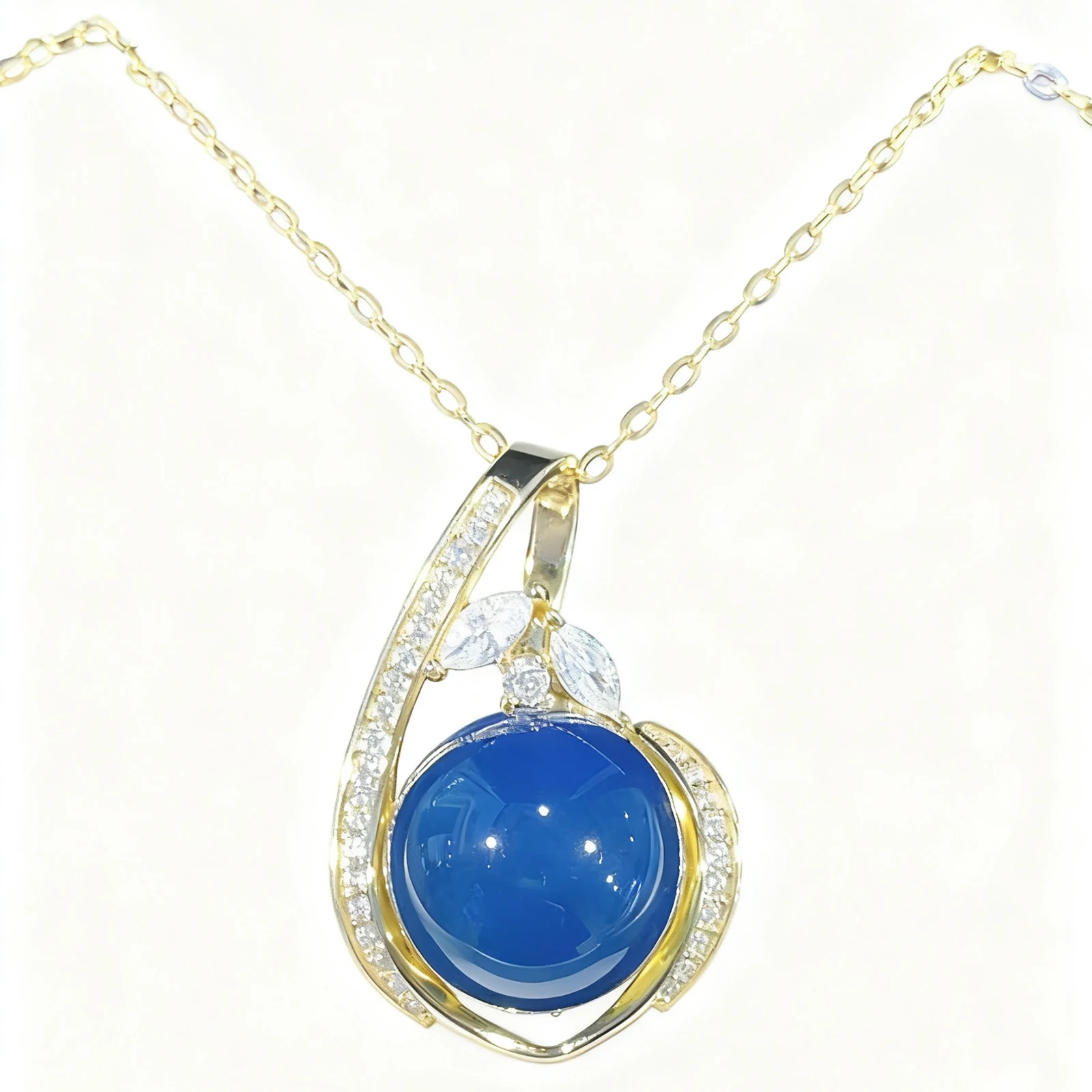 

Natural Mexican Blue Amber Pendant Sterling Silver 13mm Vine Design Artistic Jewelry Collection Gift For Women