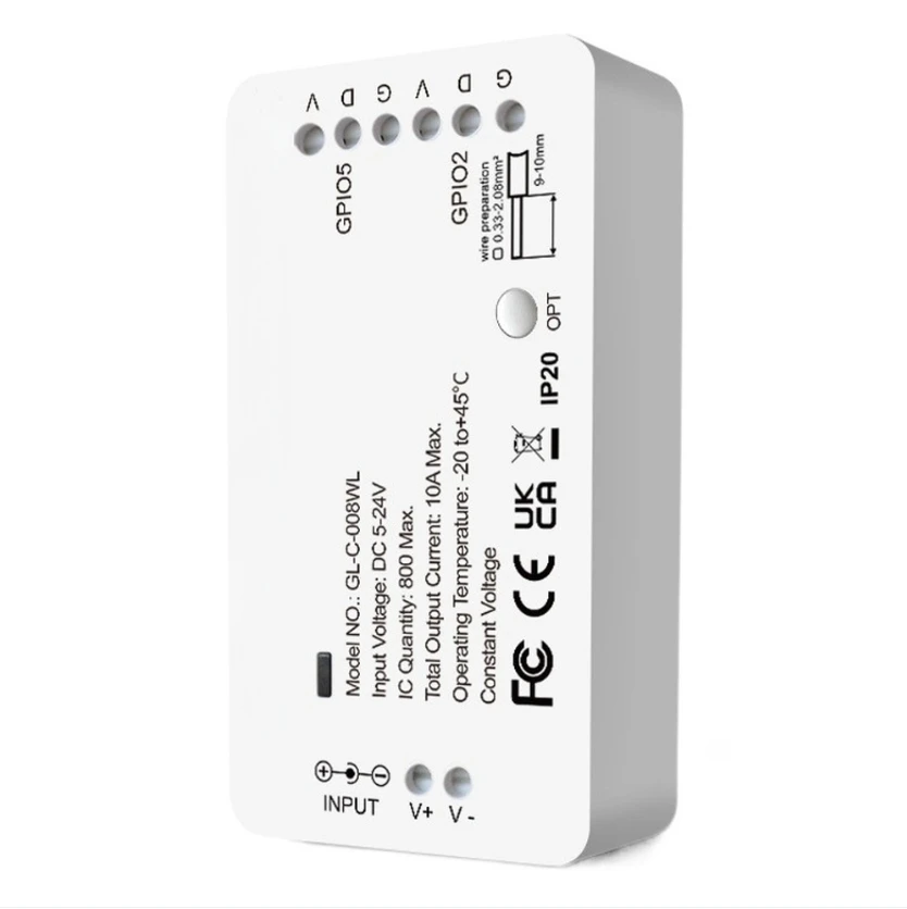 

Smart LED Strip Controller with WiFi APP Control for RGB WS2811 2812B 2813 SK6812 Multi Effects up to 800 IC and 10A Output