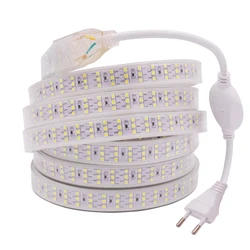 220V 110V LED Strip Waterproof Outdoor High Brightness Three Row 264 276Leds/m SMD 2835 Flexible Ribbon Led Light Lamp