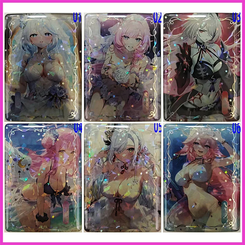 

Аниме «История богини», редкий капельный клей, двухсторонняя коллекционная карта Furina Elysia Raiden Bosenmori Mei, игрушки для мальчиков, подарки на день рождения