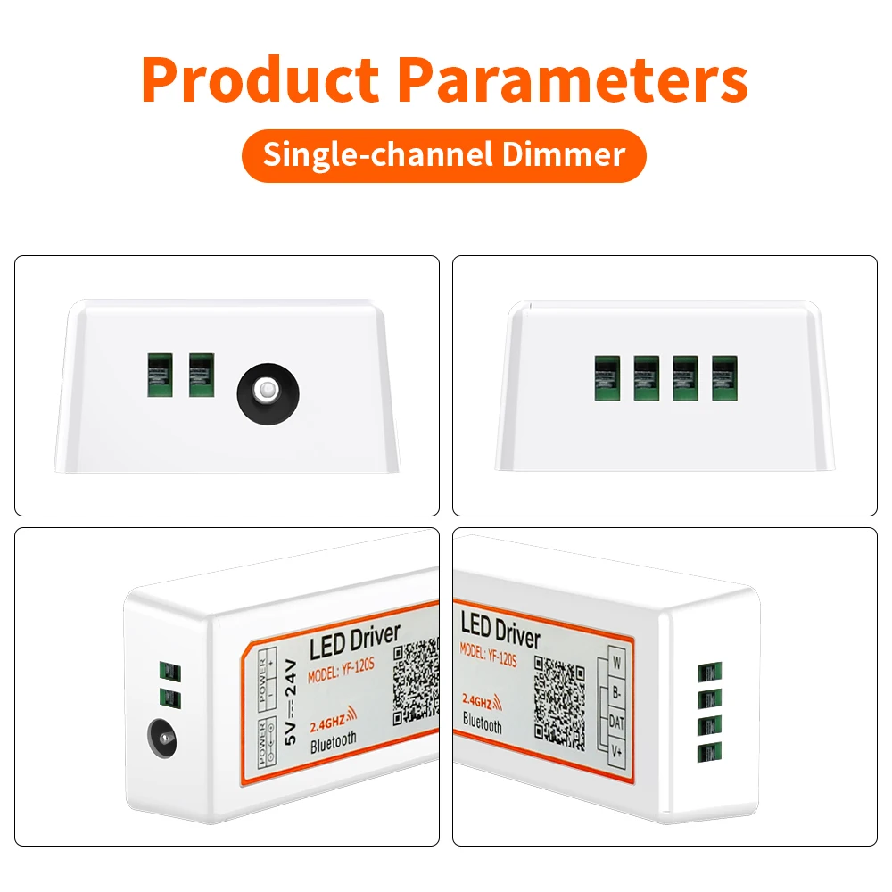 WS2812B WS2811 WS2815 RGB Music LED Controller 3Pin Strip Driver And 2Pin Single Color LED Dimmer Bluetooth APP Control‌ 5-24V