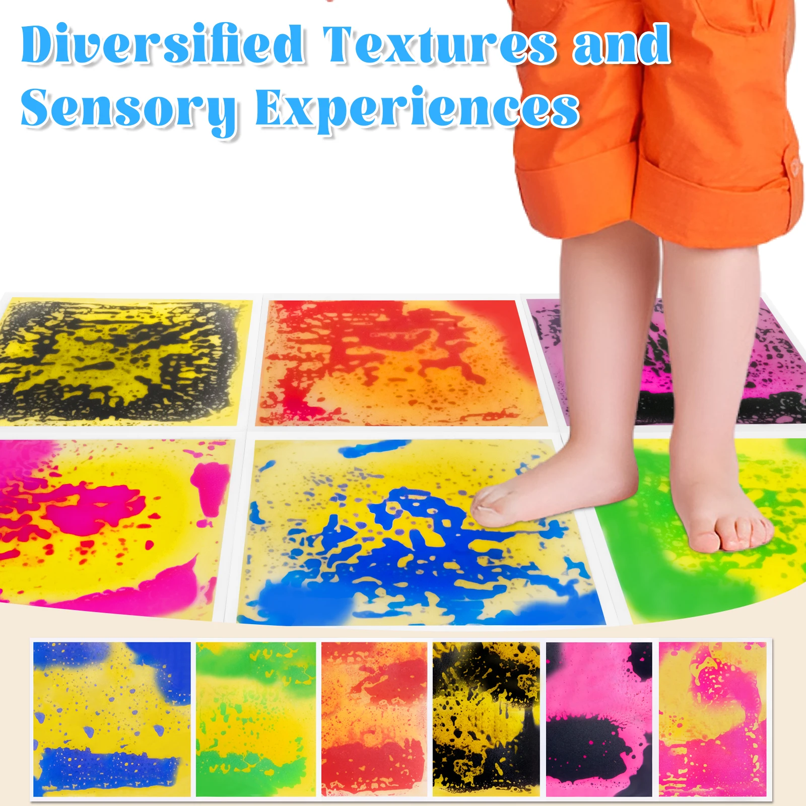 子供用感覚カラータイル、リキッドフュージョン感覚タイル、保育園での創造的な遊び、6個入り