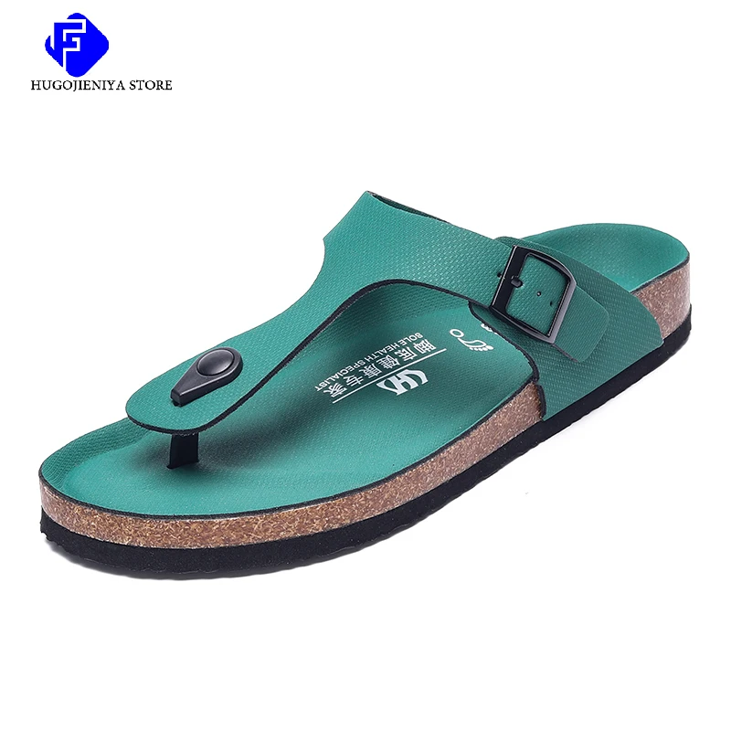 Mens Summer Sandals Casual Leather Beach Slippers Outdoor Male Flip Flops Breathable Half Drag Lightweight Lazy Shoes New Slides