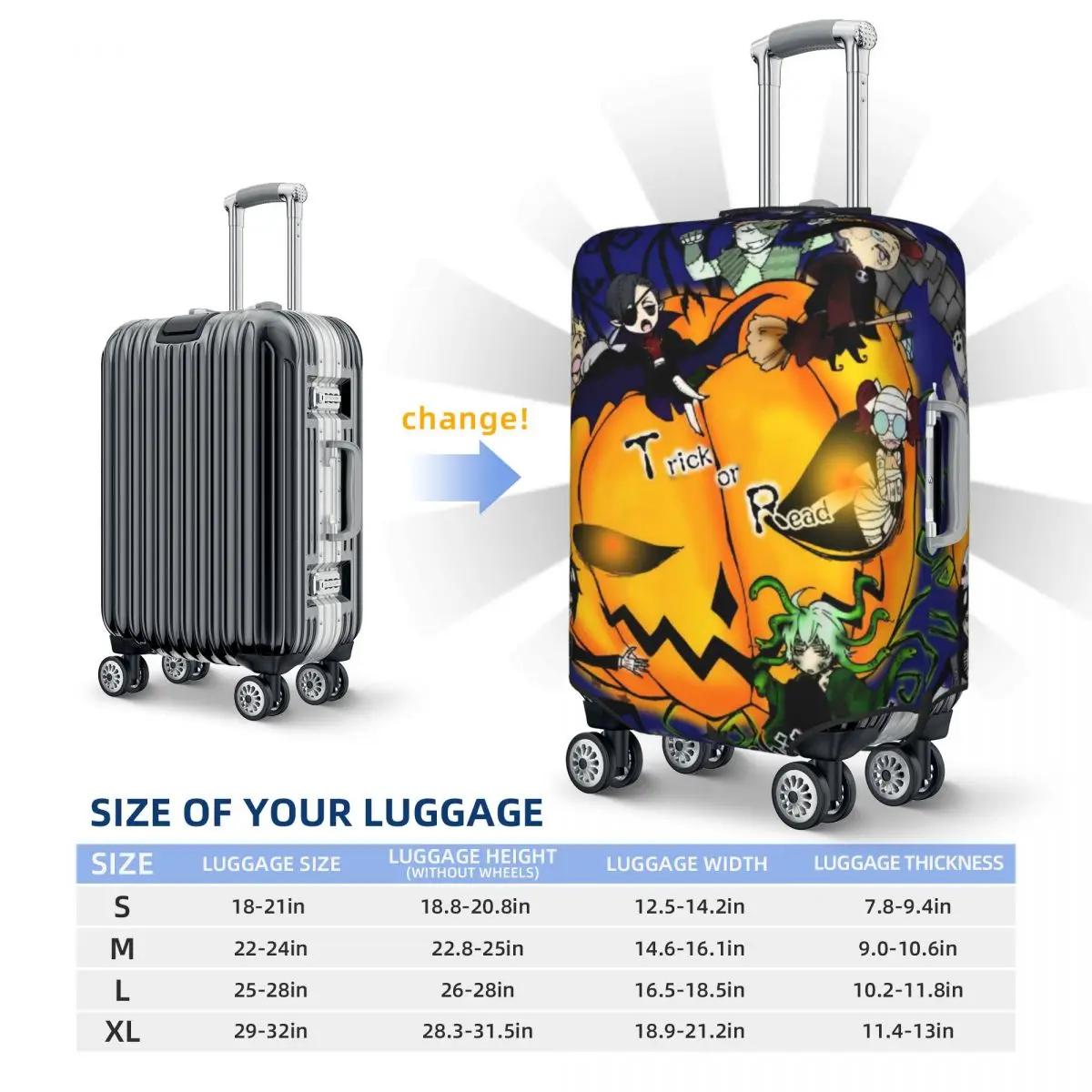 Juste de Protection artificiel astique et Imperméable pour Bagages d'Halloween, Accessoire de Voyage Anti-Poussière, 18-32 Pouces