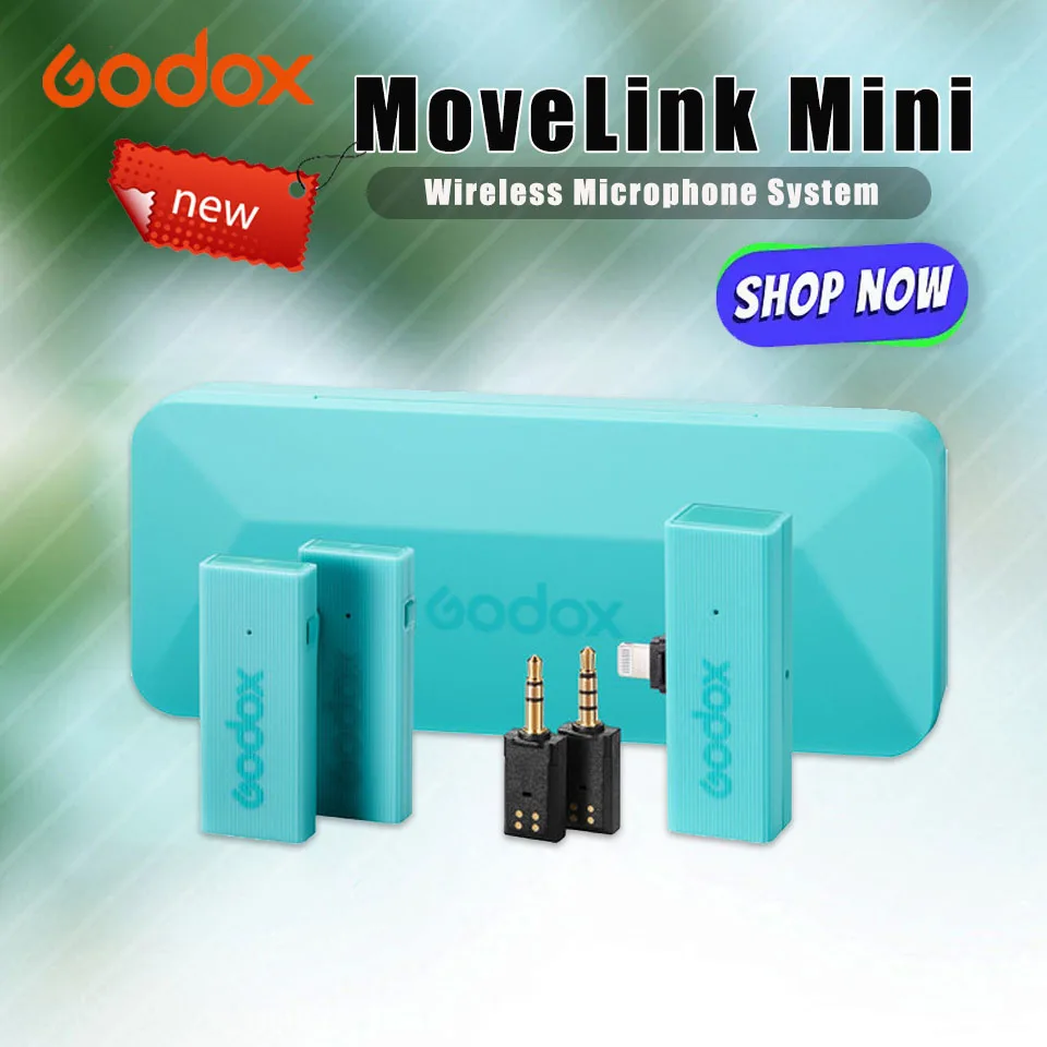 

Godox Movelink Mini LT Kit 2.4GHz Transmitter Receiver Lavalier Mic compatible with iPhone Smartphone DSLR for Live Streaming