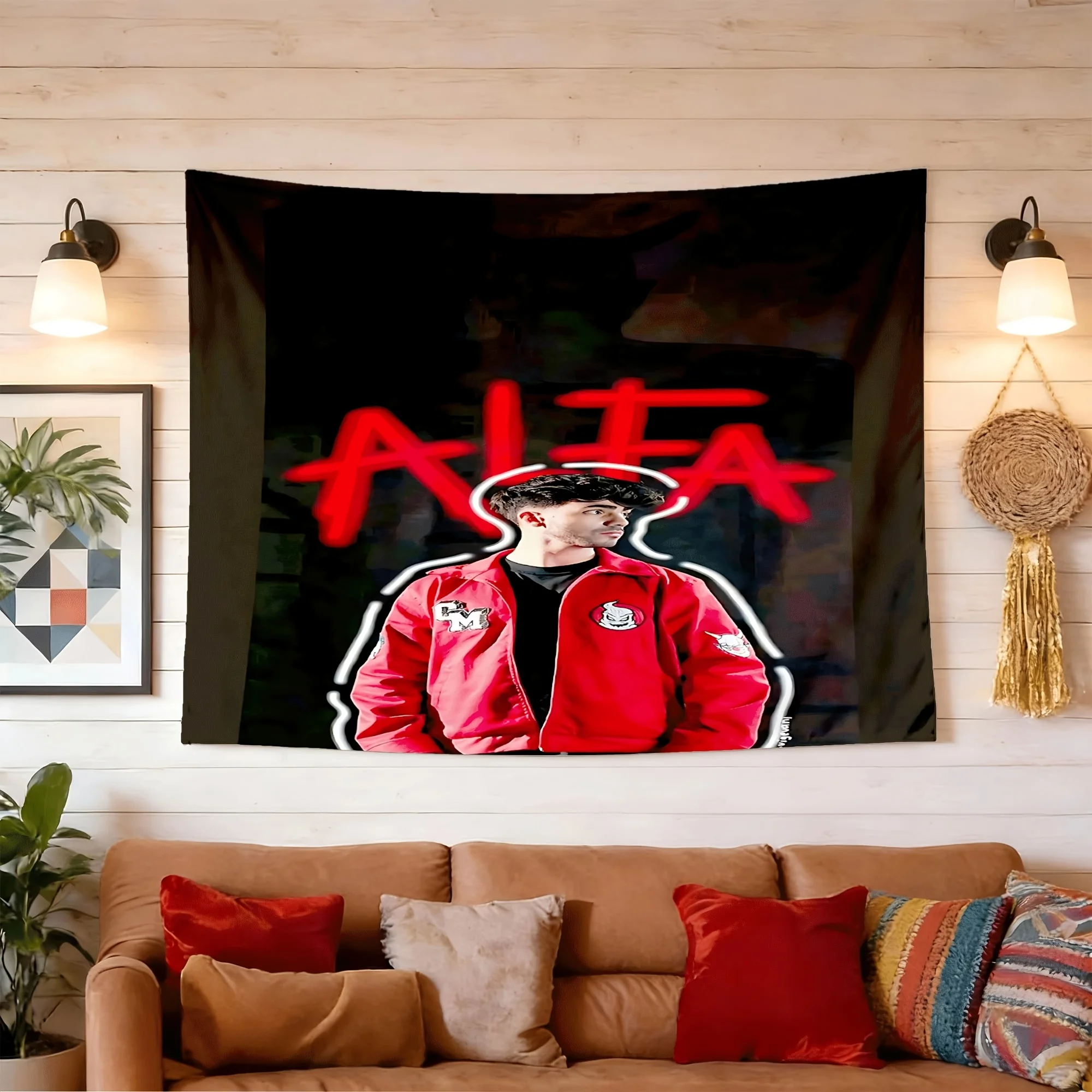Fede Vigevani Theme Peach Skin Wall Tapestry | Polyester Velvet, Transverse Orientation, Ideal for Living Room, Bedroom, Office, Party Decor, Live Stream Backdrop