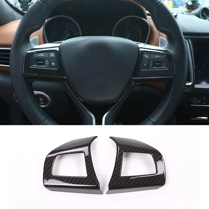 ABS Carbon fiber Style For Maserati Levante Ghibli Quattroporte Steering Wheel Button Frame Decorative Stickers Car Accessories