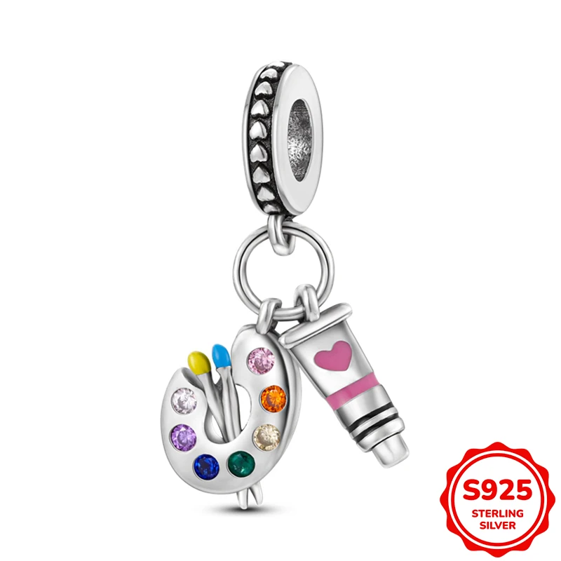 

Color Palette Dangle Charm Bead Fits 3mm Bracelet Bangle Necklace For Women Pendant Luxury DIY Jewelry Daily Party Festival Gift