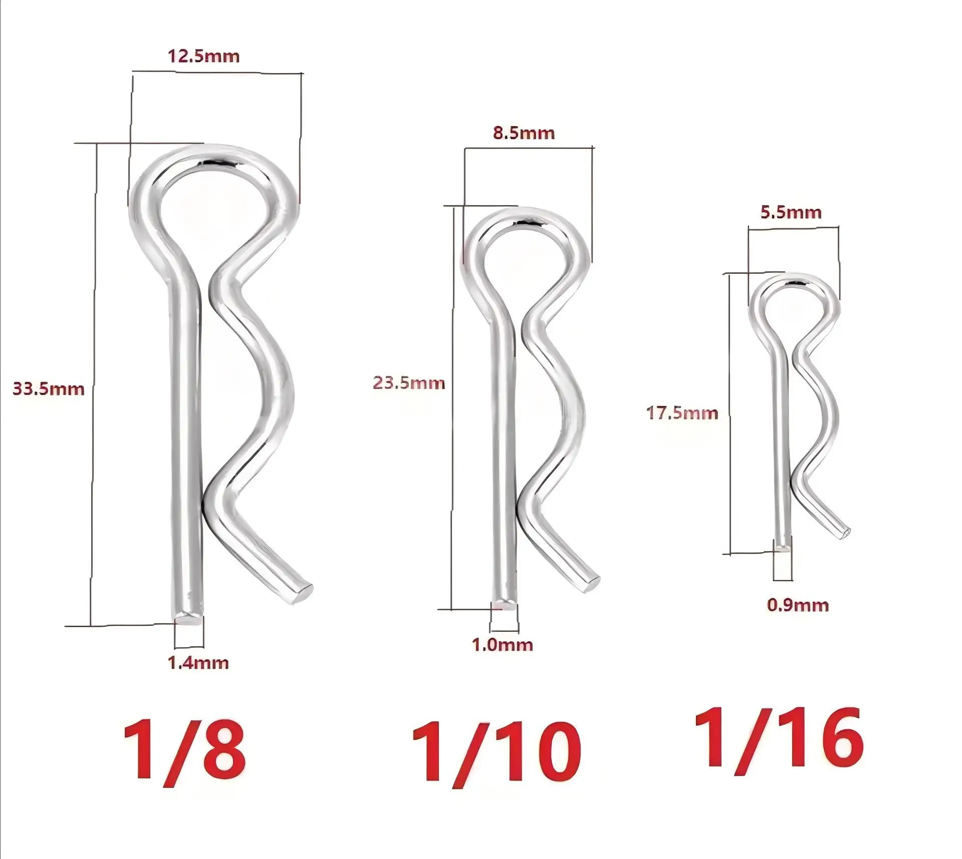 Upgraded Stainless Steel R Pin Body Clip Set for HSP 94122 94123 94166 94188 1/10 1/8 RC Buggy Car - Upgrade Parts