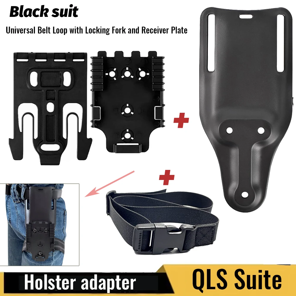 Kit de sistema de travamento rápido QLS Coldre rápido e cinto universal com garfo de travamento e placa receptora