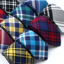 Men's Cotton Ties 6cm Classic Handmade Skinny Colorful Plaid Neckties Striped Narrow Collar Slim Casual Tie Accessories Gift