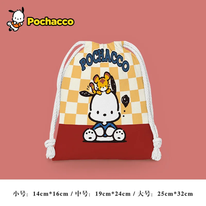 Sanrio Hello Kitty Drawstring Storage Bag Anime Cute Cartoon Pochacco Print Waterproof Portable Folding Bag Drawstring Bag Gift