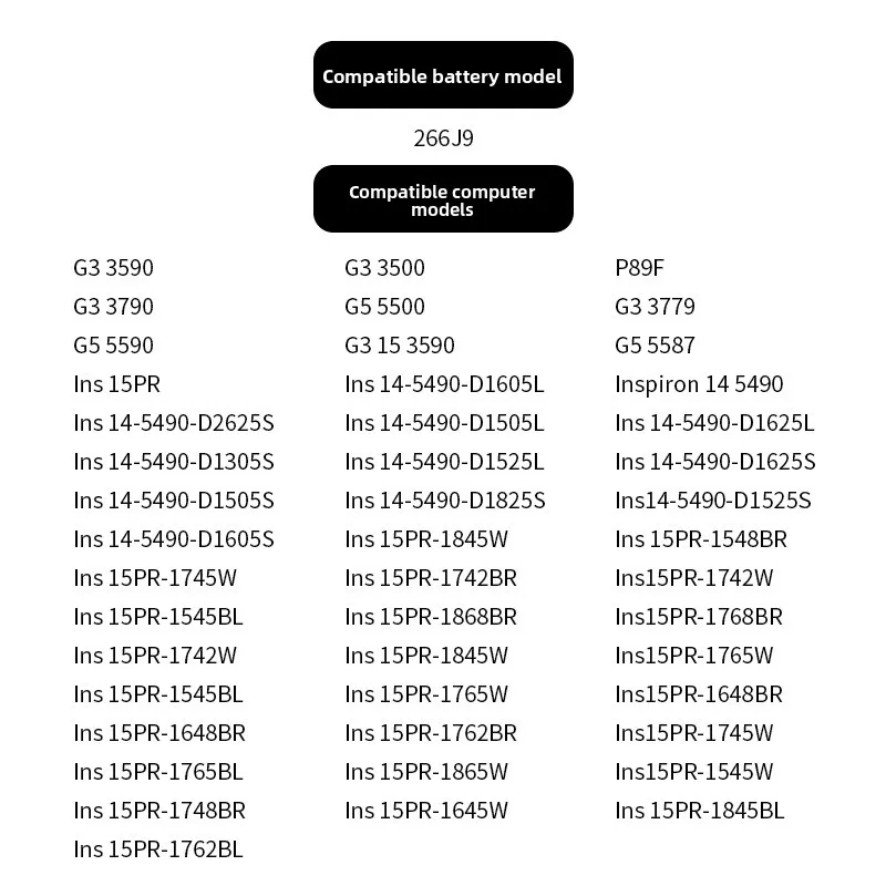 Подходит для Dell Inspiron 266J9 5590 3790 3779 3500 3590 5500 P89F, сменный аккумулятор для ноутбука, оригинальный