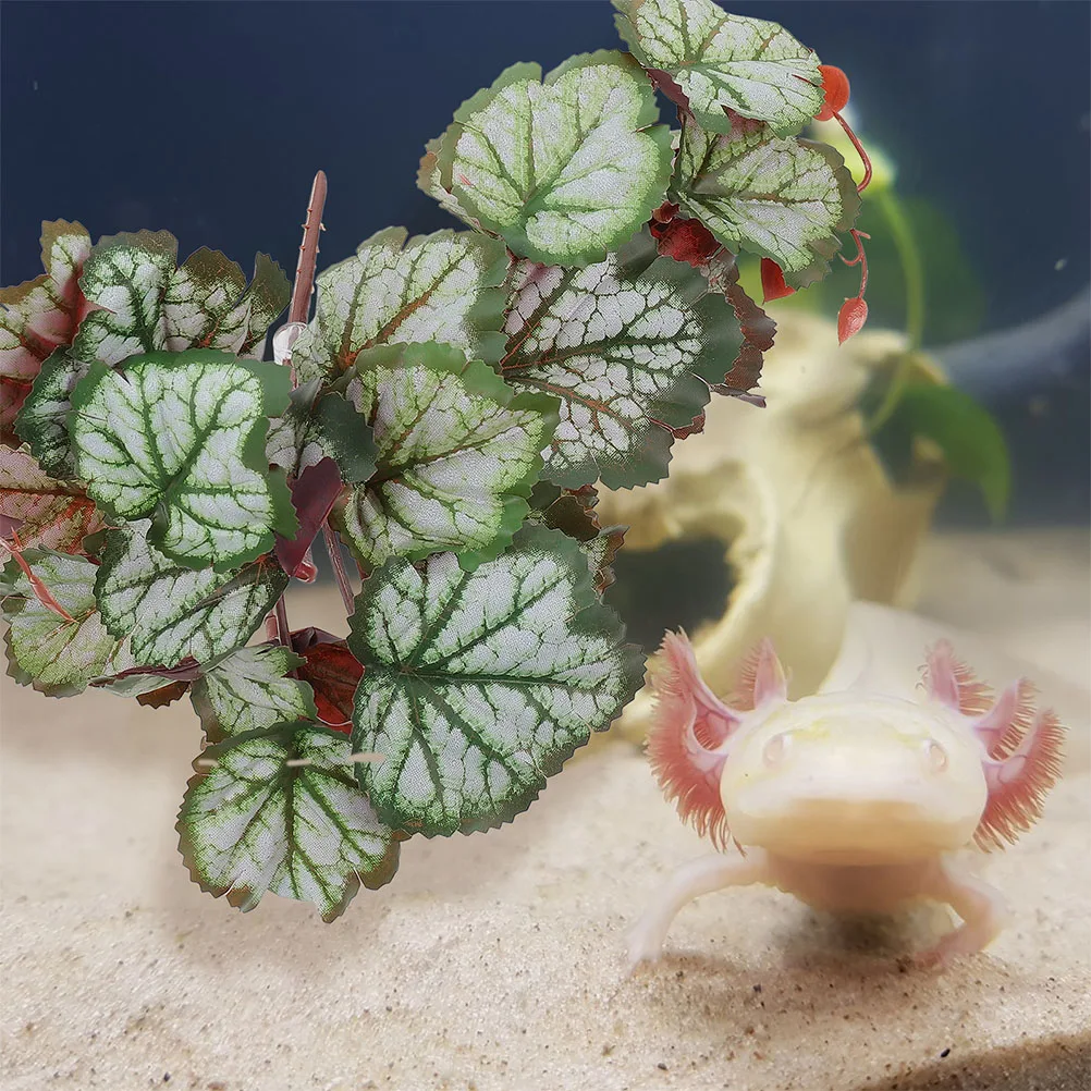 نبات محاكاة نابض بالحياة الأخضر الاصطناعي معلقة يترك لتررم ديكور الزواحف مخبأ تسلق الحيوانات الأليفة الموئل زخرفة وهمية #1