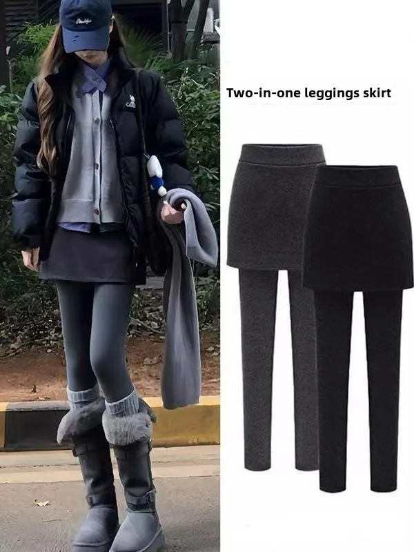 

Slim Fit Fce Lined Bootcut Pants Skirt Women's Outerwear plus Size Slimming Wrap around High Waist Commute Sle Winter Fa...