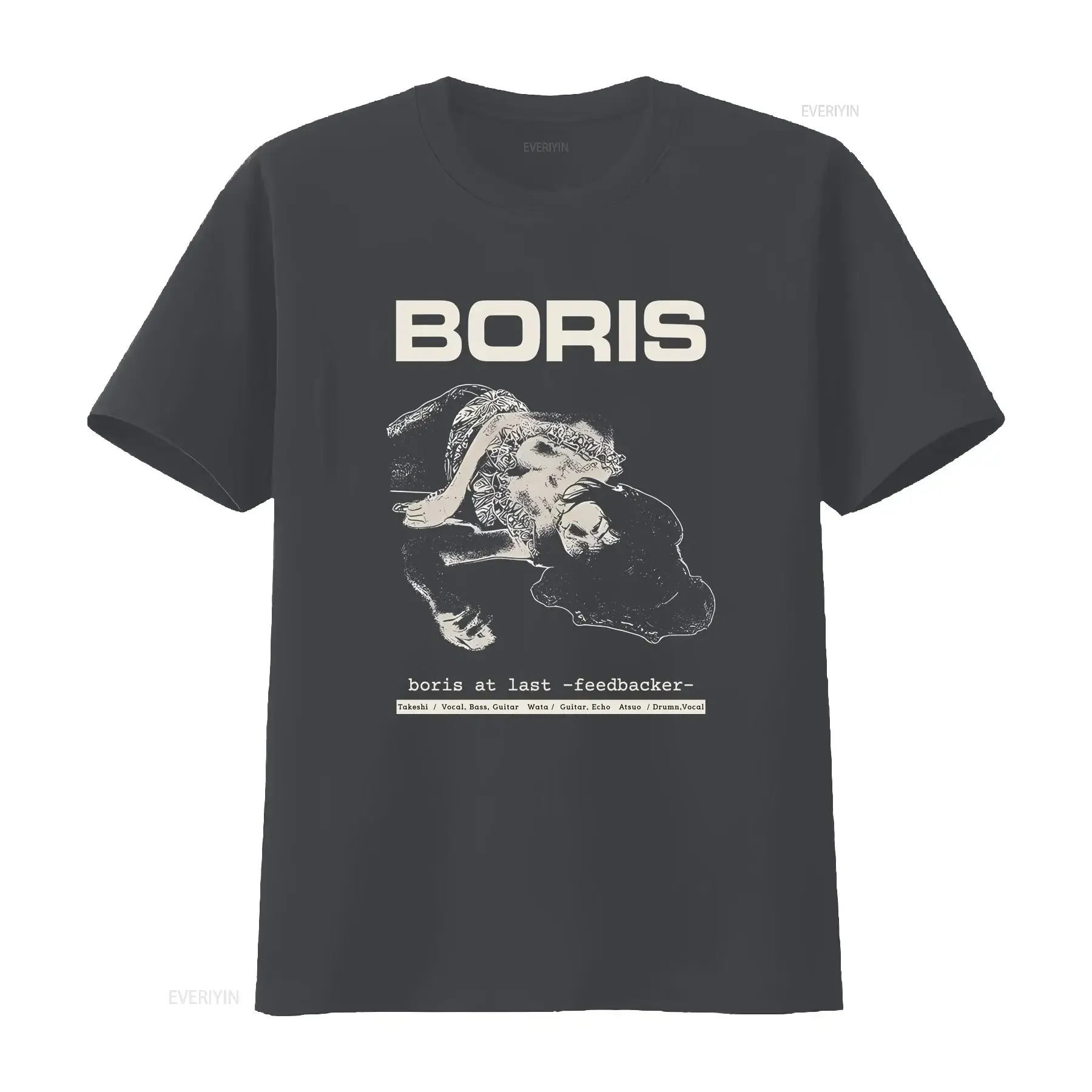 2025 نموذج جديد بوريس في آخر ردود الفعل مخدر روك الضوضاء الفرقة تي شيرت خمر خمر غسلها أوم أنيق تنفس