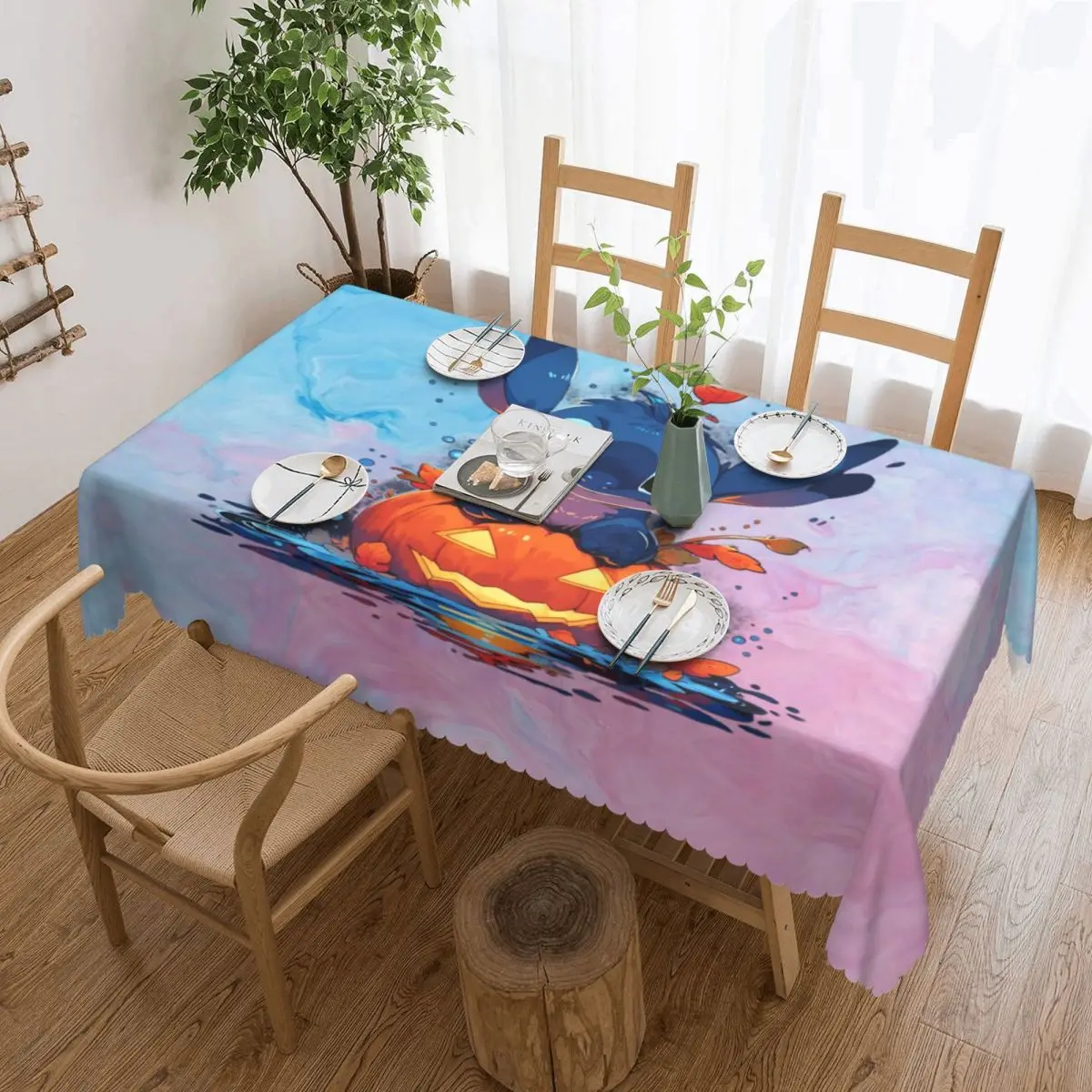 Custom Rectangular Waterproof Halloween Stitch Table Cover Disney Table Cloth Tablecloth for Dining