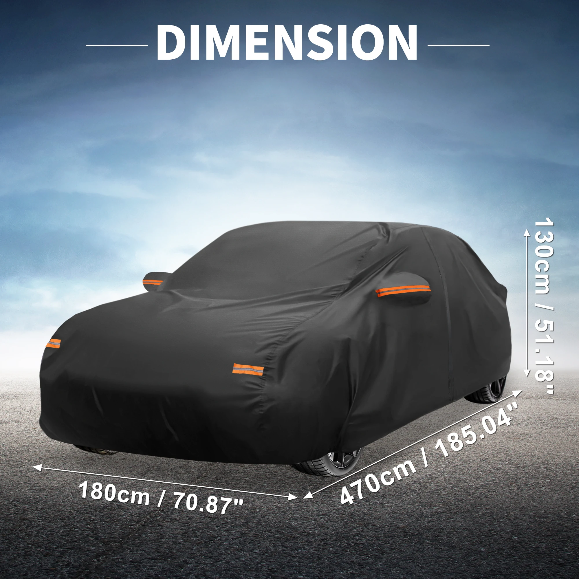 UXCELL Waterproof Car Cover Aluminum Film Car Outdoor Full Car Cover for Toyota Corolla with Driver Door Zipper 470x180x130cm