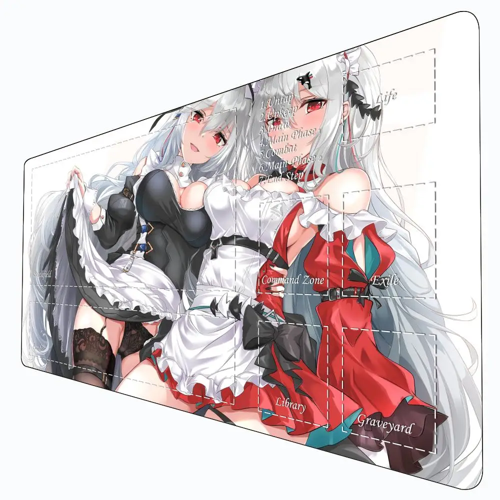 

Magic Playmat card gaming mat with zone sexy maid with big breasts anime mtg playmat Desk Mat gathering game mat hentai card mat