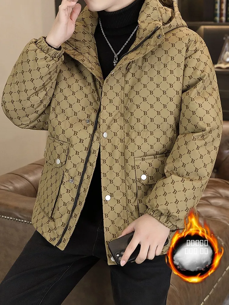 

Мужская утепленная хлопковая куртка: модная, теплая, премиум-класса, зимнее пальто на молнии с длинными рукавами, молодежный стиль