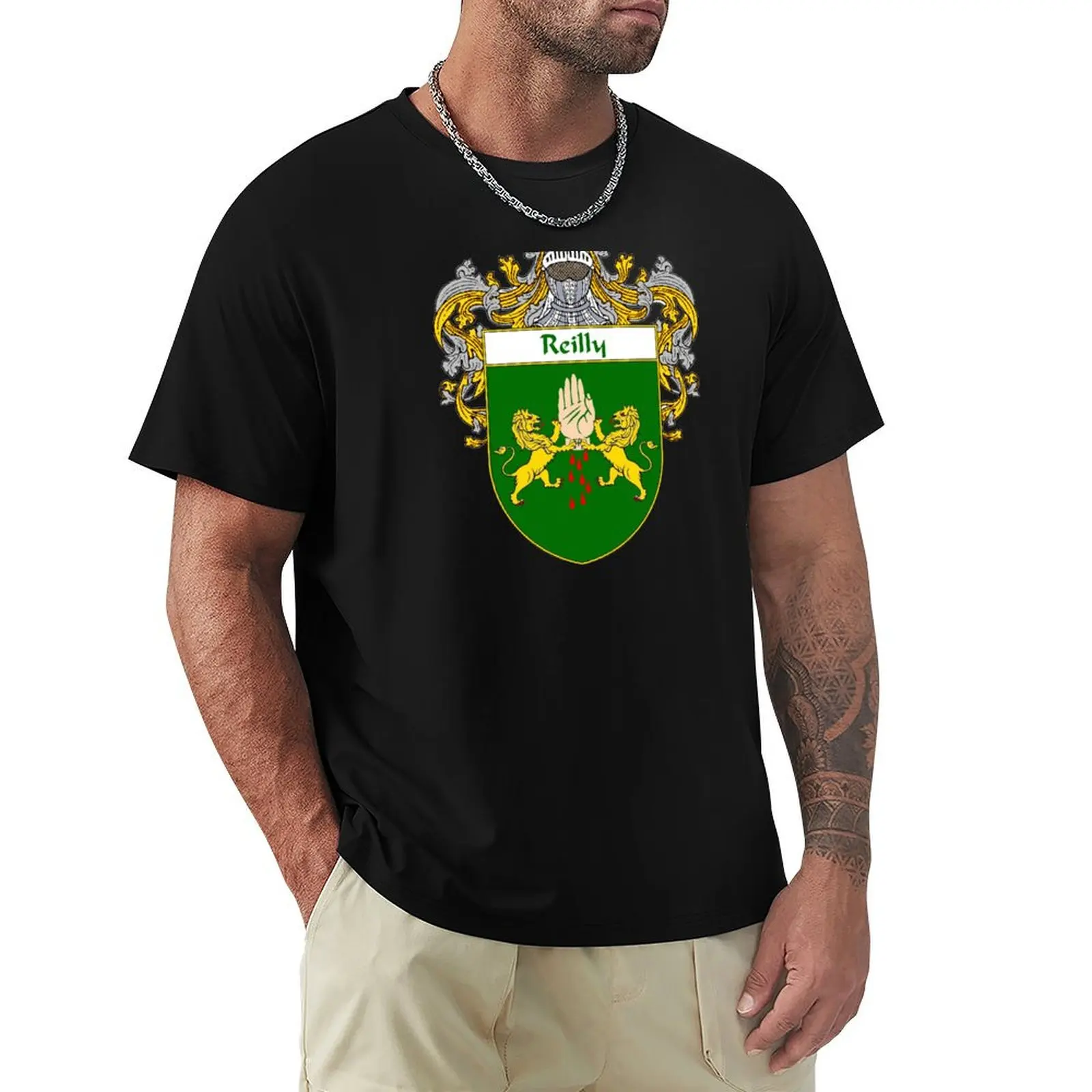 Reilly Coat of Arms / Reilly Family Crest T-Shirt Stain Resistant Casual Tee
