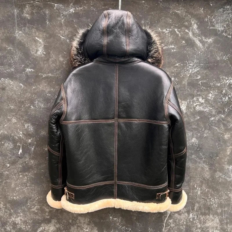 Shop Top,Winter Warm genuine leather jacket.quality 100% thick wool sheepskin coat.Natural shearling wear.Thick Real Fur B3