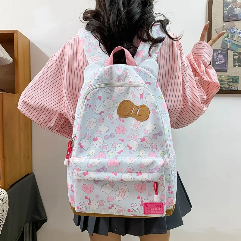 Sanrio-mochila escolar estilo Ins para estudiantes, de gran capacidad de Hello Kitty bonita mochila, nueva