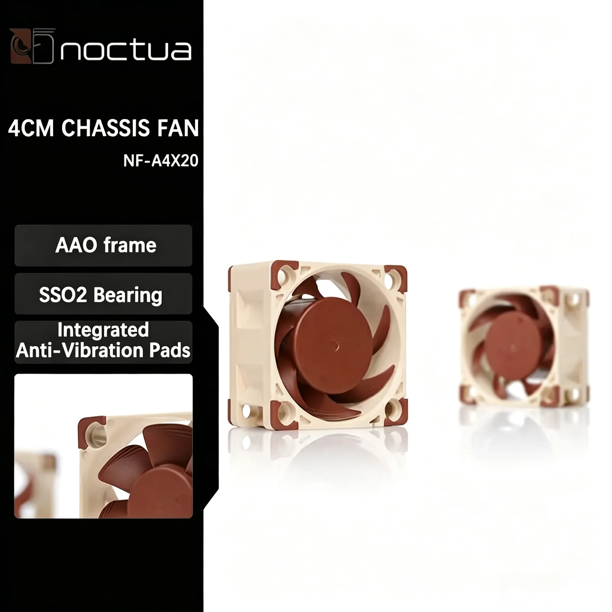 Original Noctua NF‑A4X20 40x40x20mm 4CM SSO2 Bearing Fan AAO Frame Anti‑Vibration Pads PC Case Cooling Fan