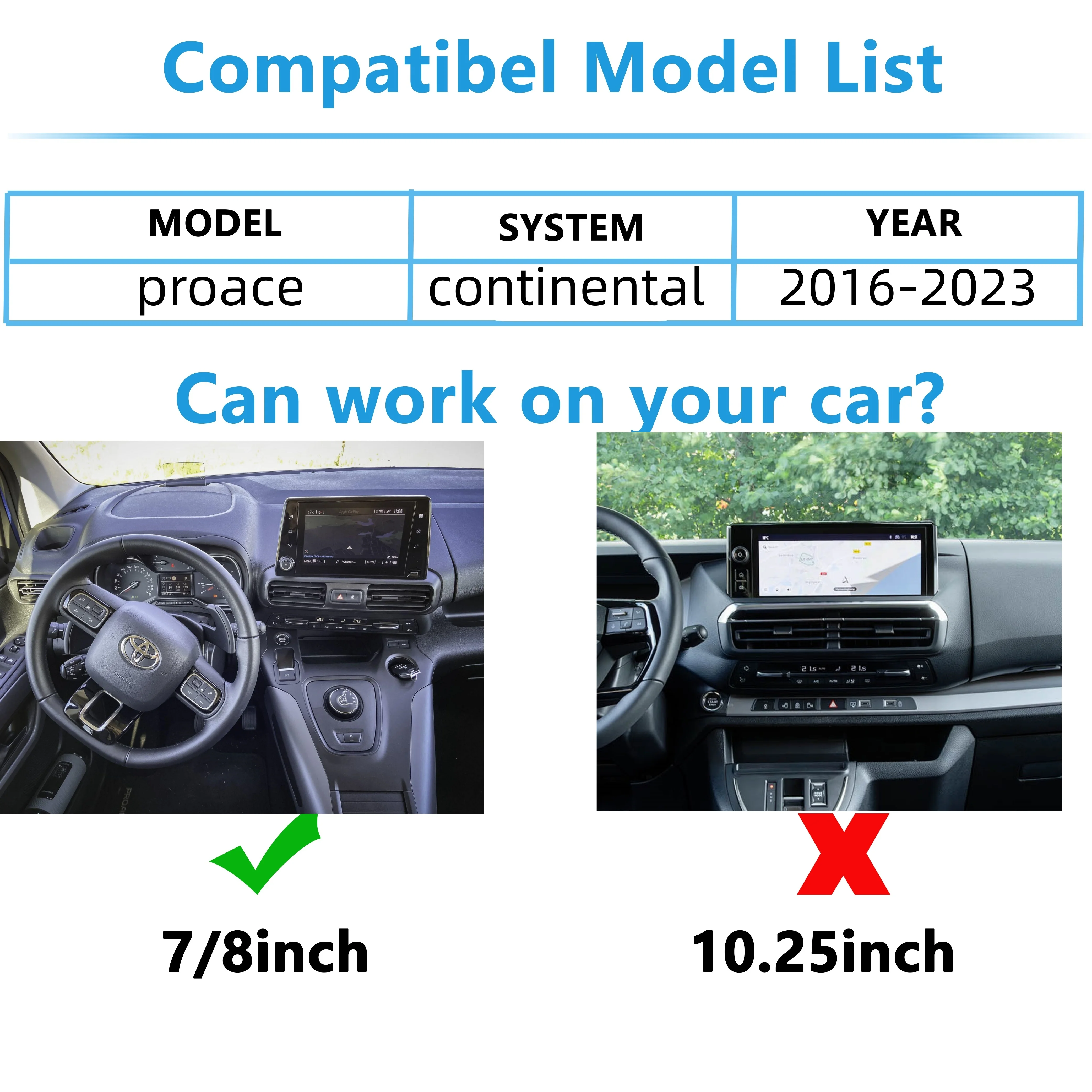 Interface de câmera de backup para TOYOTA Proace City Verso 2016-2023, adicionar câmera de visão frontal e traseira, plug & play sem necessidade de código de programação