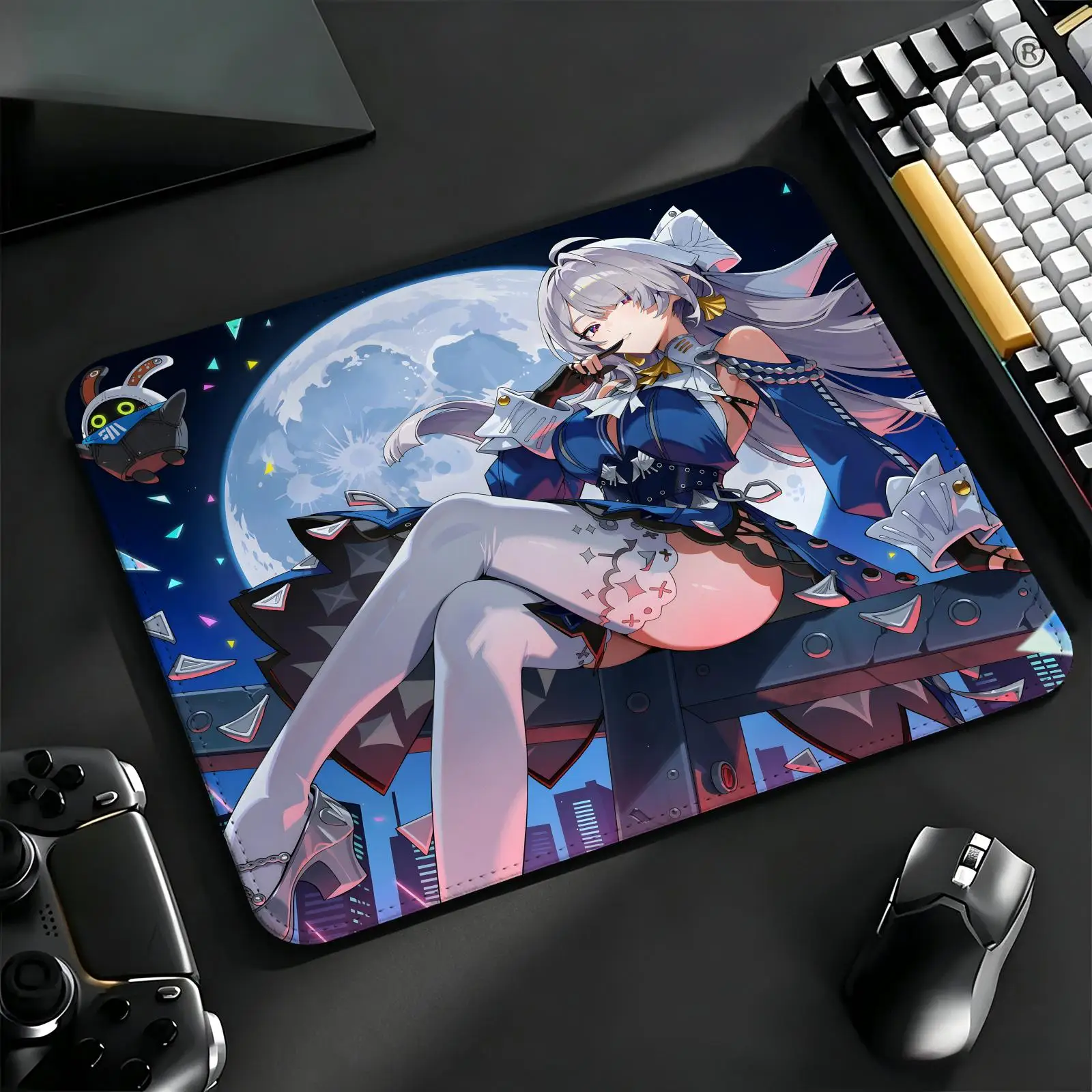Compact Gaming Mat Reinforced Stitched Border,  Zenless Zone Zero Velina Airgid Portable Laptop Desk Pad for Office & E-sports